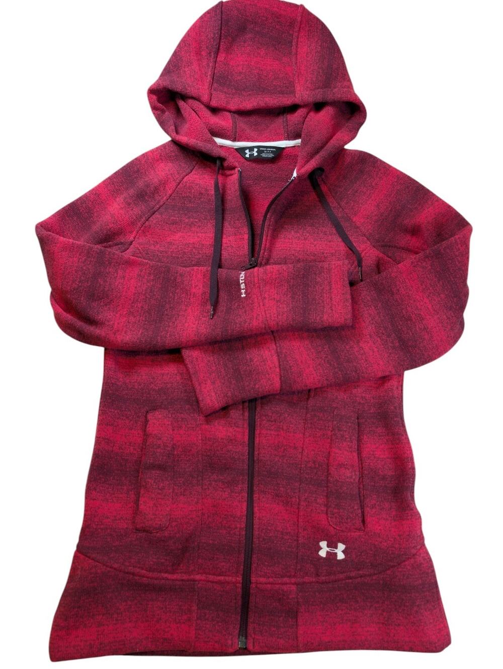 Under Armour Womens size SP Full Zip Hooded Thick Magenta Fleece Storm 1